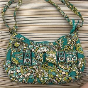 Vera Bradley Teal and Yellow Paisley Shoulder Bag